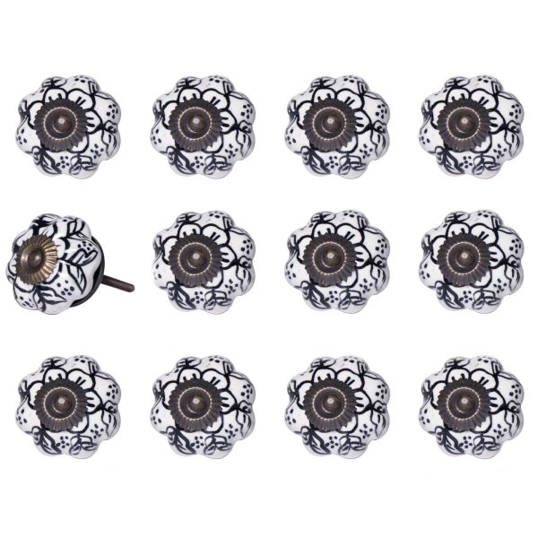 1.5" x 1.5" x 1.5" White Black and Gold  Knobs 12 Pack - Image 2