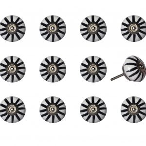 1.5" x 1.5" x 1.5" White Black and Silver  Knobs 12 Pack