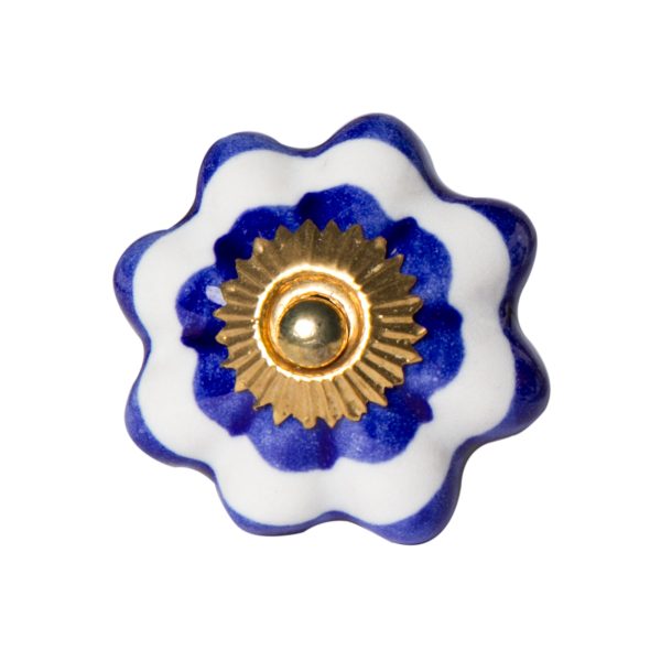 1.5" x 1.5" x 1.5" White Blue and Gold  Knobs 12 Pack - Image 3