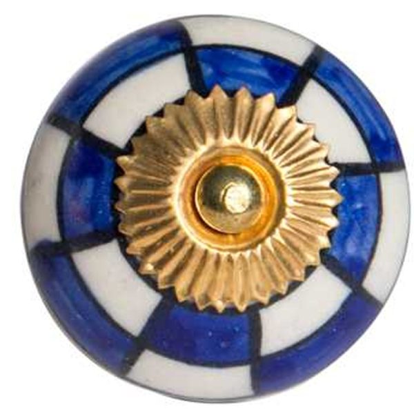 1.5" x 1.5" x 1.5" White Blue and Gold  Knobs 12 Pack - Image 3