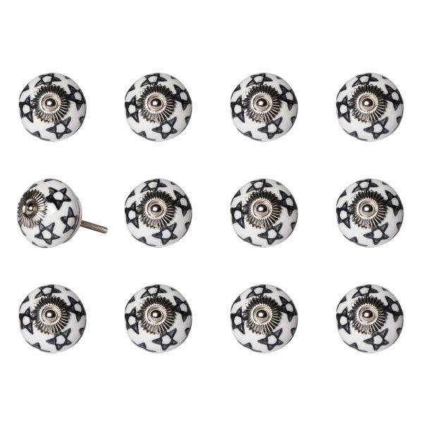 1.5" x 1.5" x 1.5" White Black and Silver  Knobs 12 Pack - Image 2