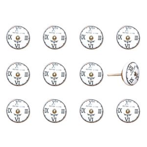1.5" x 1.5" x 1.5" White Black and Gold  Knobs 12 Pack