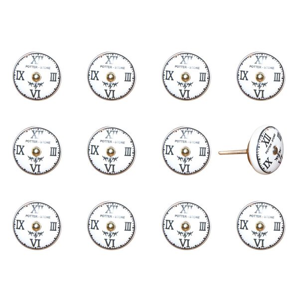 1.5" x 1.5" x 1.5" White Black and Gold  Knobs 12 Pack