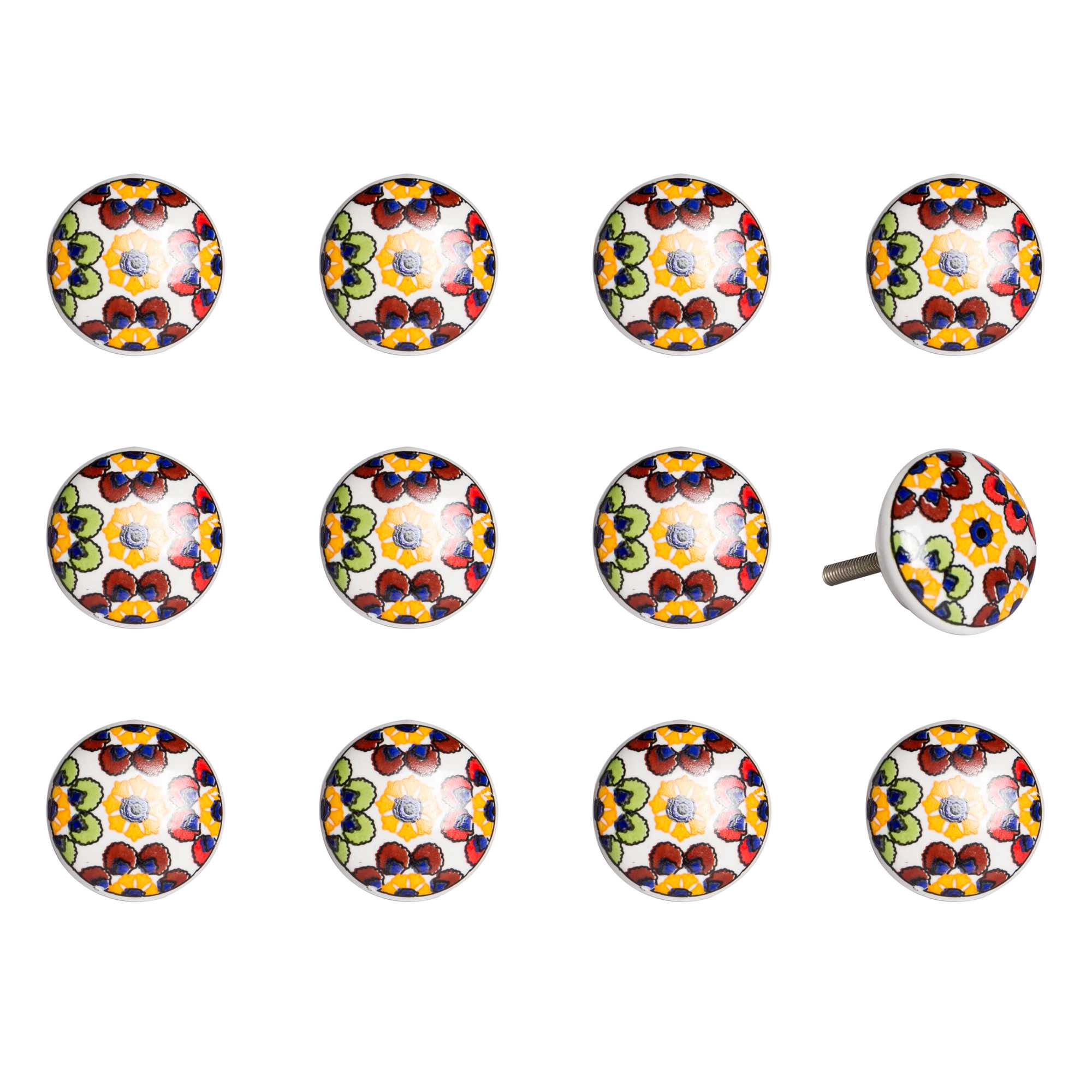 1.5" x 1.5" x 1.5" Yellow Blue and Red  Knobs 12 Pack
