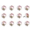 Floral White and Pink Set of 12 Knobs