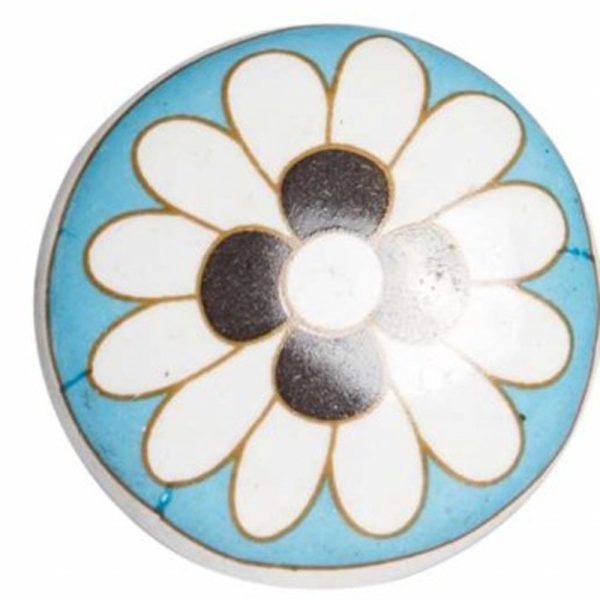 Floral White and Sky Blue Set of 12 Knobs - Image 3