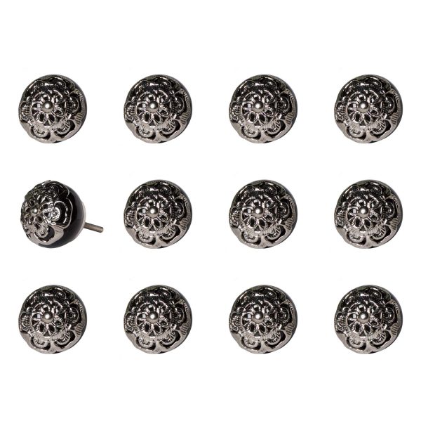 1.5" x 1.5" x 1.5" Black and Chrome  Knobs 12 Pack - Image 3