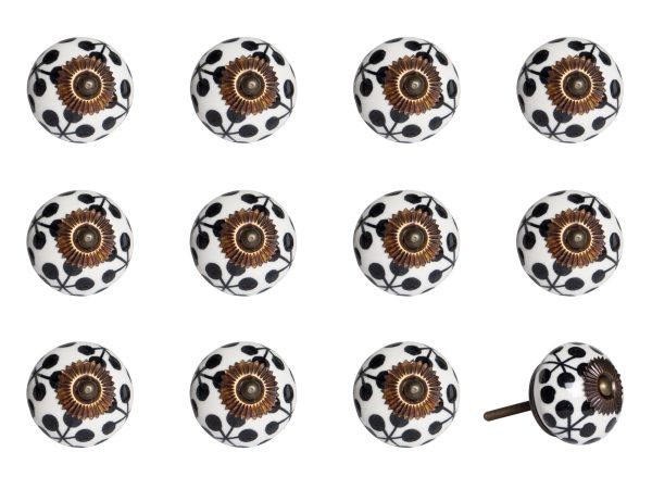 1.5" x 1.5" x 1.5" Black White and Cooper Knobs 12 Pack