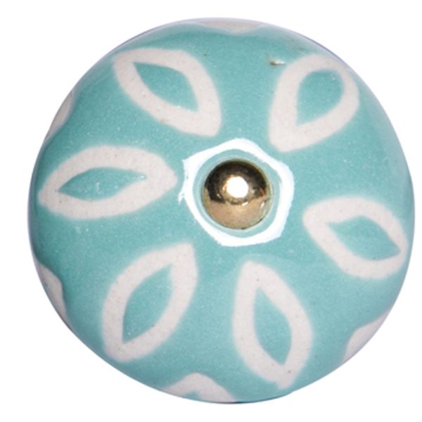1.5" x 1.5" x 1.5" Turquoise White and Gold  Knobs 12 Pack - Image 4