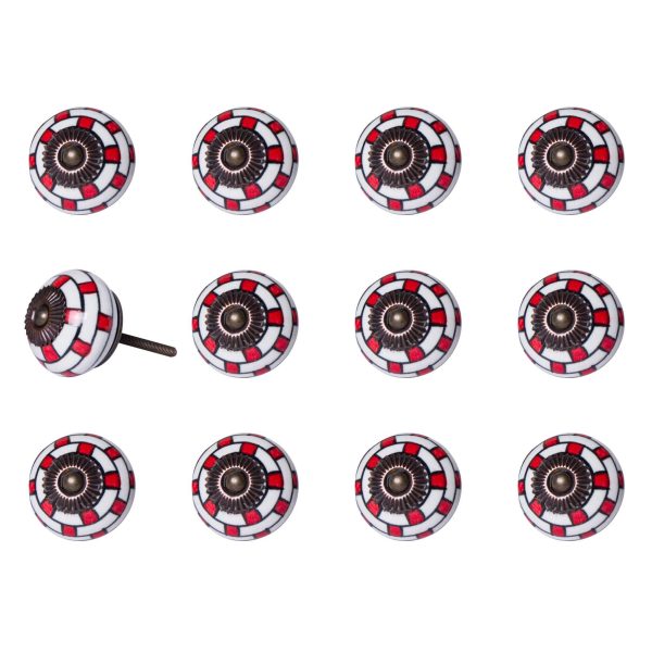 1.5" x 1.5" x 1.5" White Red and Navy Knobs 12 Pack - Image 3