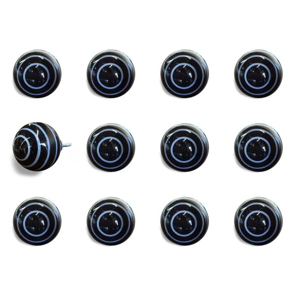 1.5" x 1.5" x 1.5" Black and Light Blue Knobs 12 Pack - Image 3
