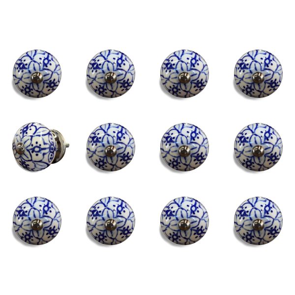 1.5" x 1.5" x 1.5" White Blue and Silver Knobs 12 Pack - Image 2