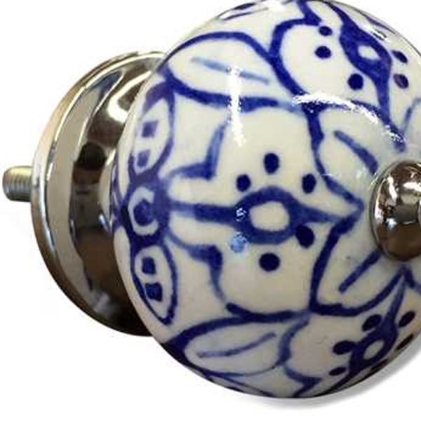 1.5" x 1.5" x 1.5" White Blue and Silver Knobs 12 Pack - Image 3