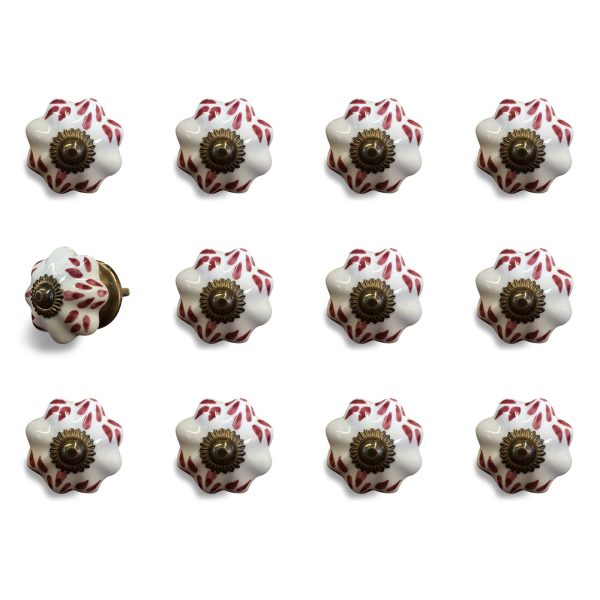 1.5" x 1.5" x 1.5" White Burgundy and Copper Knobs 12 Pack - Image 3