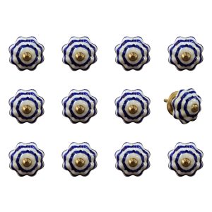 1.5" x 1.5" x 1.5" White Blue and Copper  Knobs 12 Pack