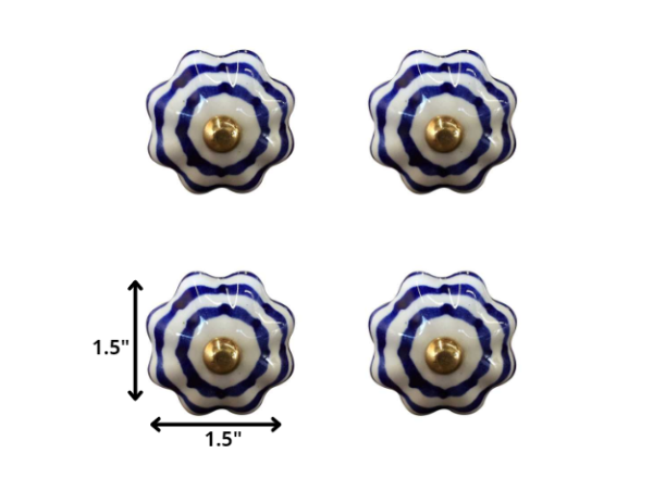 1.5" x 1.5" x 1.5" White Blue and Copper  Knobs 12 Pack - Image 2
