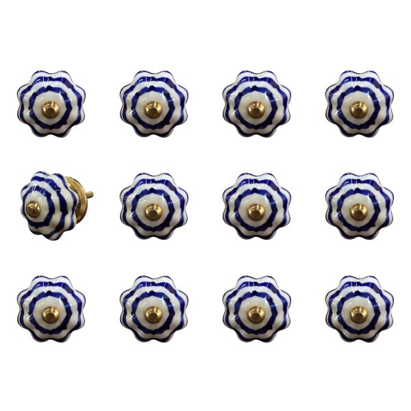 1.5" x 1.5" x 1.5" White Blue and Copper  Knobs 12 Pack - Image 3
