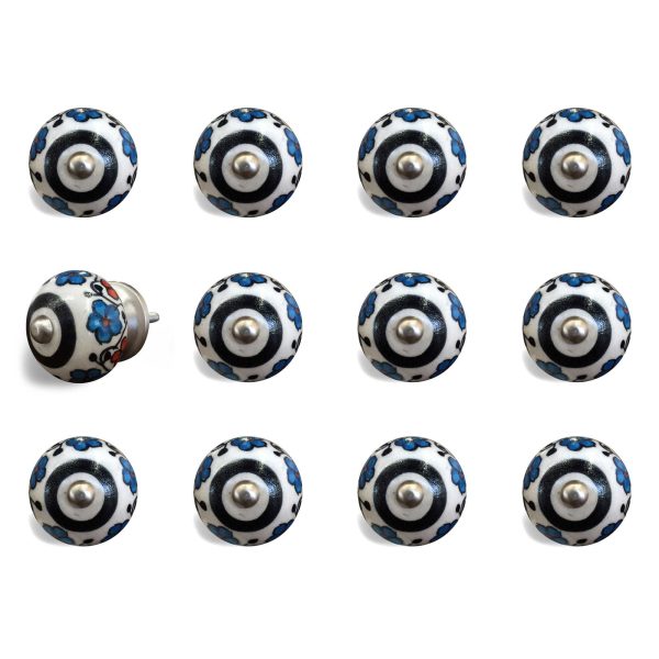 1.5" x 1.5" x 1.5" White Black and Navy  Knobs 12 Pack - Image 3