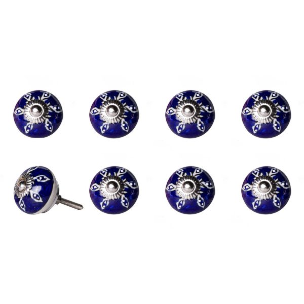 1.5" x 1.5" x 1.5" Hues Of White Navy And Silver  Knobs 8 Pack - Image 3