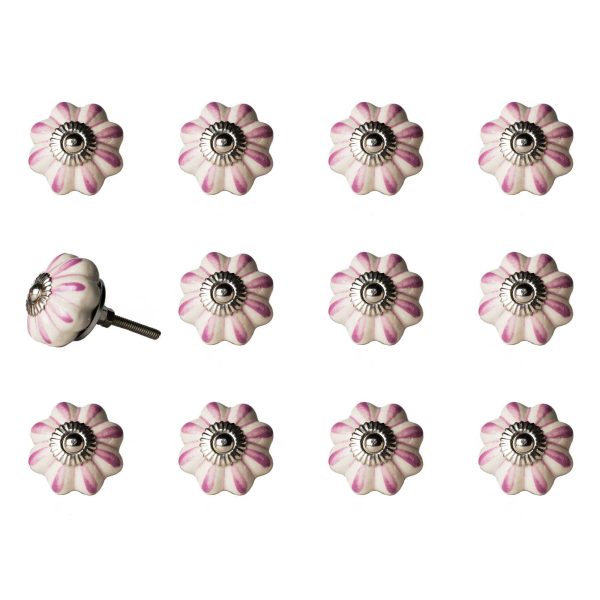 1.5" x 1.5" x 1.5" Cream Pink and Silver  Knobs 12 Pack - Image 2