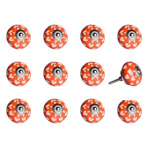 1.5" x 1.5" x 1.5" Orange White and Silver  Knobs 12 Pack
