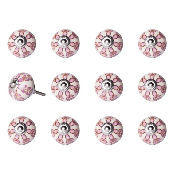 1.5" x 1.5" x 1.5" White Pink and Burgundy  Knobs 12 Pack - Image 2