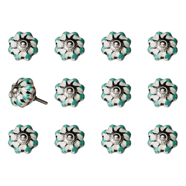 1.5" x 1.5" x 1.5" White Green and Black  Knobs 12 Pack - Image 3