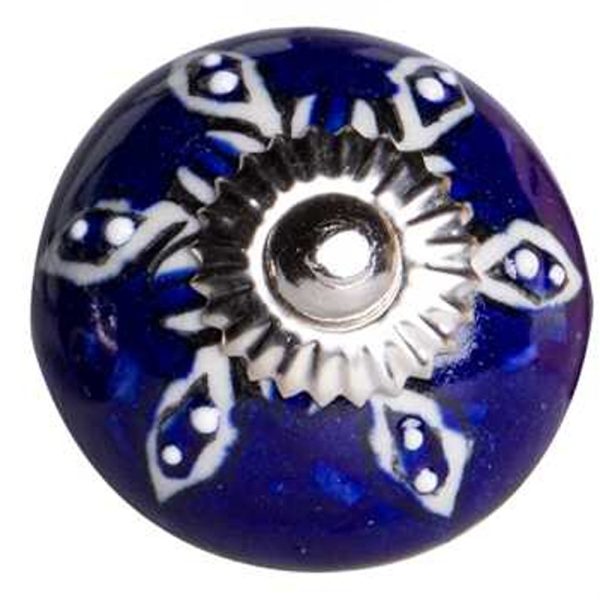 1.5" x 1.5" x 1.5" Navy White and Silver  Knobs 12 Pack - Image 4