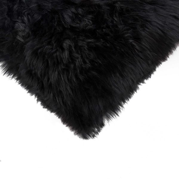 18" x 18"Modern Black New Zealand Sheepskin Pillow - Image 2