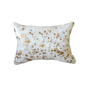12" x 20" x 5" Impressive Natural And Gold Torino Kobe Cowhide  Pillow