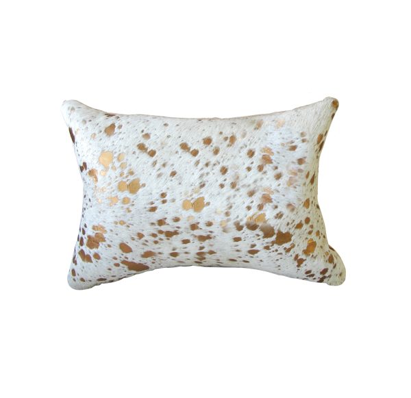 12" x 20" x 5" Impressive Natural And Gold Torino Kobe Cowhide  Pillow