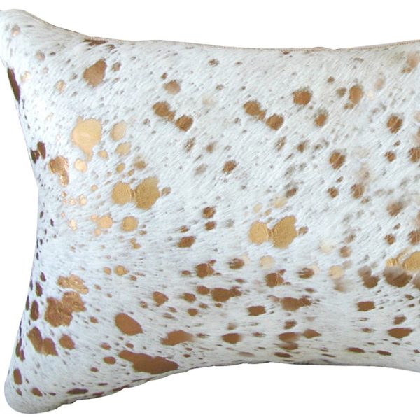 12" x 20" x 5" Impressive Natural And Gold Torino Kobe Cowhide  Pillow - Image 4