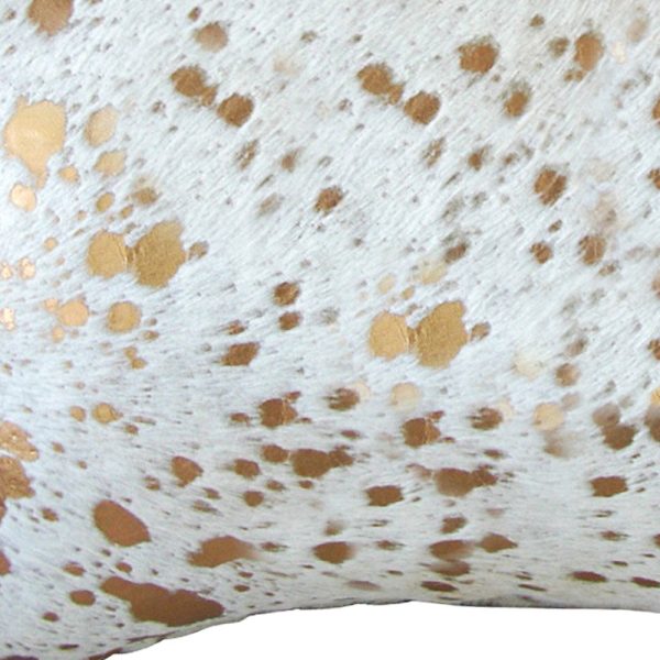 12" x 20" x 5" Impressive Natural And Gold Torino Kobe Cowhide  Pillow - Image 5