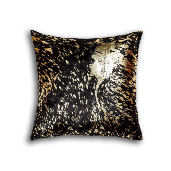 Chocolate and Gold Torino Kobe Cowhide Pillow - Image 3