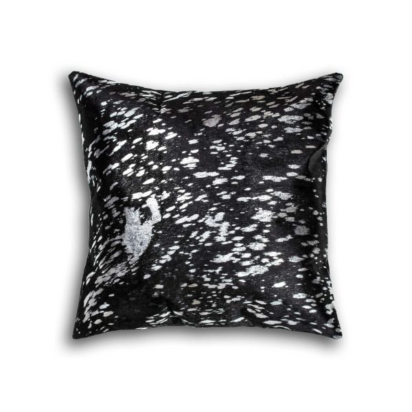 18" x 18" x 5" Black and Silver Torino Kobe Cowhide  Pillow - Image 3