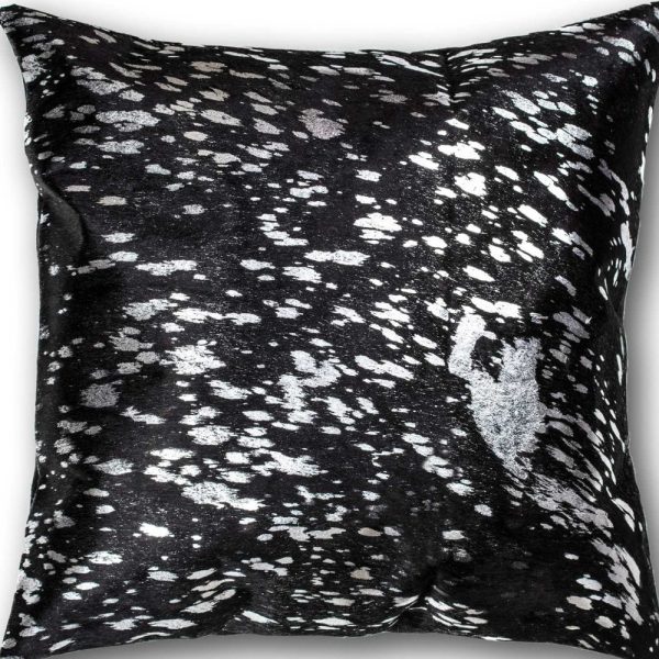 18" x 18" x 5" Black and Silver Torino Kobe Cowhide  Pillow - Image 4