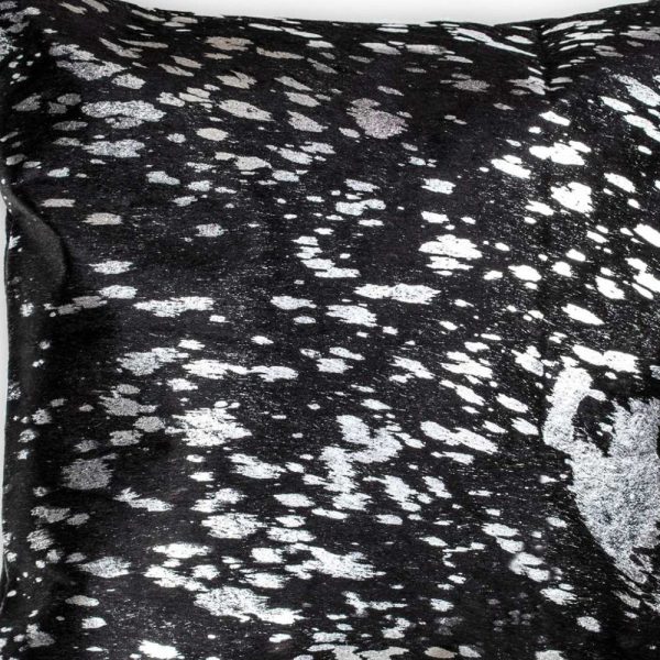 18" x 18" x 5" Black and Silver Torino Kobe Cowhide  Pillow - Image 5