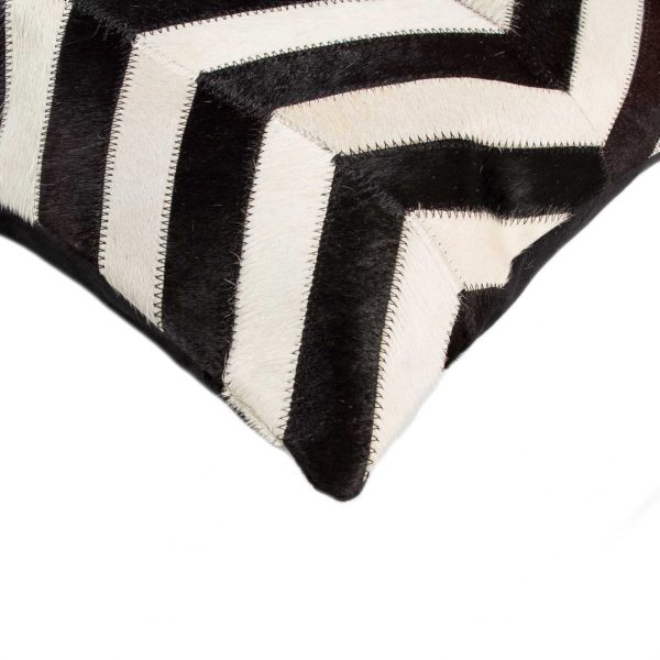 18" x 18" x 5" Lovely Black and Natural Kobe Cowhide  Pillow - Image 2