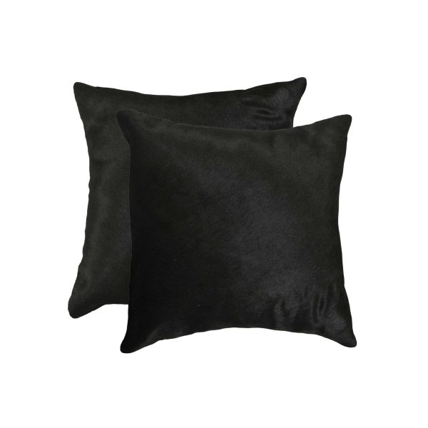 18" x 18" x 5" Black Torino Cowhide  Pillow 2 Pack