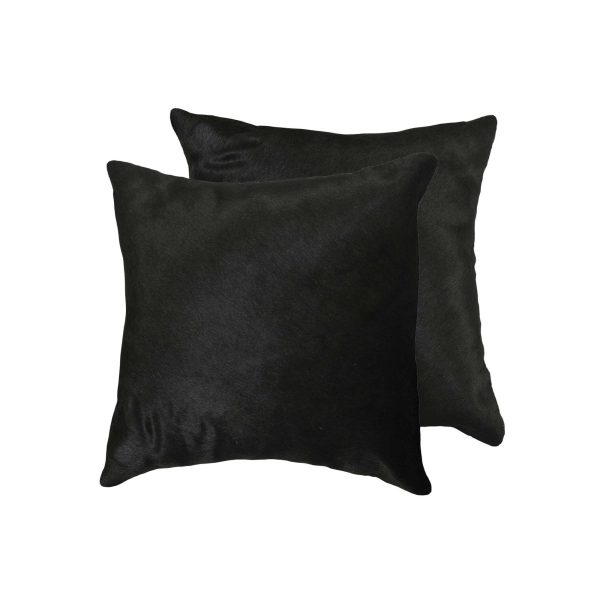 18" x 18" x 5" Black Torino Cowhide  Pillow 2 Pack - Image 3