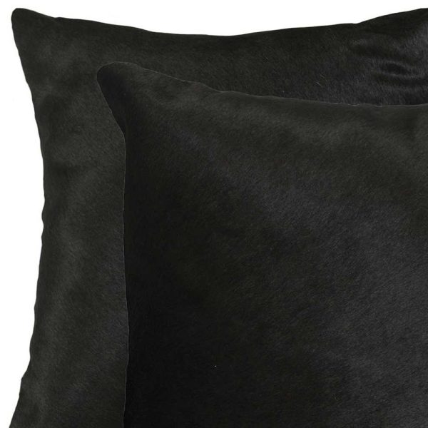 18" x 18" x 5" Black Torino Cowhide  Pillow 2 Pack - Image 5
