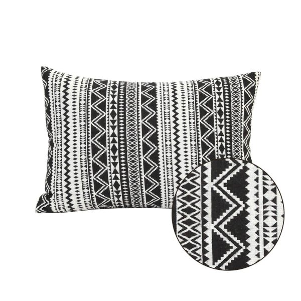 Modern Boho Black And White Stripe Lumbar Accent Pillow - Image 3