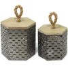 Set of 2 Rustic Farmhouse Decorative Metal Canisters - Image 3