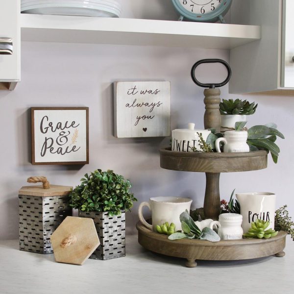 Set of 2 Rustic Farmhouse Decorative Metal Canisters - Image 2
