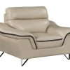 Leather Match Solid Color Pillow Top Arms Silver Legs - Image 2
