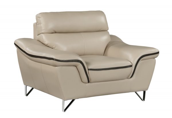 Leather Match Solid Color Pillow Top Arms Silver Legs - Image 2
