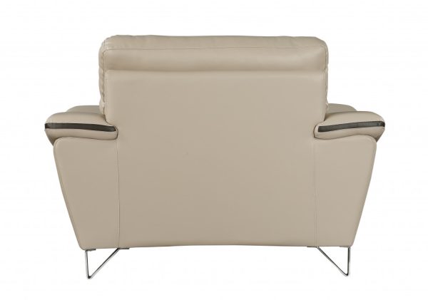 Leather Match Solid Color Pillow Top Arms Silver Legs - Image 3