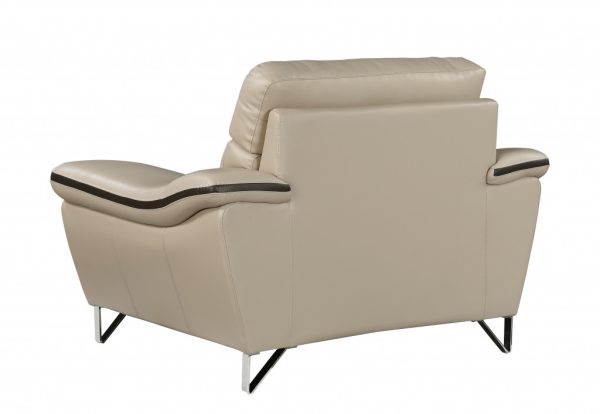 Leather Match Solid Color Pillow Top Arms Silver Legs - Image 4