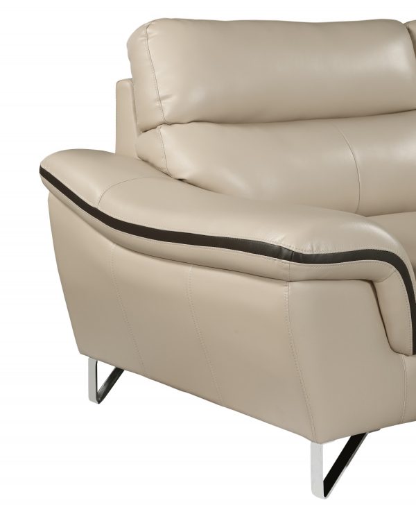 Leather Match Solid Color Pillow Top Arms Silver Legs - Image 5