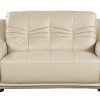 36" Elegant Beige Leather Loveseat